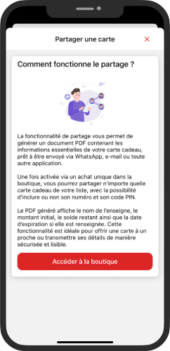 Partagez vos cartes cadeaux en PDF